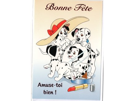 CARTE BONNE FTE LES 101 DALMATIENS DISNEY + ENVELOPPE - CARTERIE - ENFANT - ADULTE - FILLE - GARCON (73)