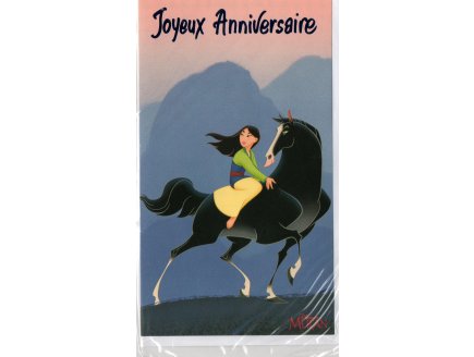 CARTE D'ANNIVERSAIRE DISNEY + ENVELOPPE : MULAN - ENFANT - ADULTE - FILLE - GARCON (60)