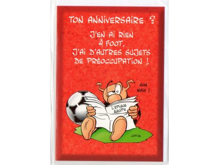 CARTE JOYEUX ANNIVERSAIRE ANIMAL RIGOLO + ENVELOPPE - CARTERIE SPORT FOOTBALL - ENFANT - ADULTE - FILLE - GARCON (1