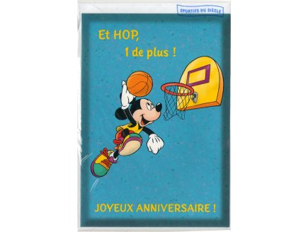 CARTE JOYEUX ANNIVERSAIRE MICKEY FAIT DU BASKET + ENVELOPPE - CARTERIE DISNEY - DESSIN ANIME - ENFANT - ADULTE - FILLE - GARCON (34)