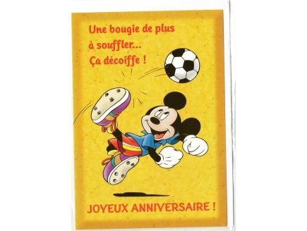 CARTE JOYEUX ANNIVERSAIRE MICKEY FAIT DU FOOT + ENVELOPPE - CARTERIE DISNEY - DESSIN ANIME - ENFANT - ADULTE - FILLE - GARCON (13)
