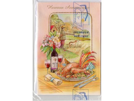 CARTE JOYEUX ANNIVERSAIRE PRODUIT DU TERROIR + ENVELOPPE - CARTERIE PAYSAGE - DESSIN - ADULTE - HOMME - FEMME (76)