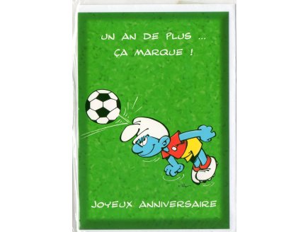 CARTE JOYEUX ANNIVERSAIRE SCHTROUMPF FOOT + ENVELOPPE - CARTERIE BD - FOOTBALL SPORTIF - ENFANT - ADULTE - FILLE - GARCON (24)