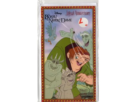 CARTE LE BOSSU DE NOTRE DAME DISNEY + 1 ENVELOPPE - QUASIMODO - ENFANT - FILLE - GARCON (80)