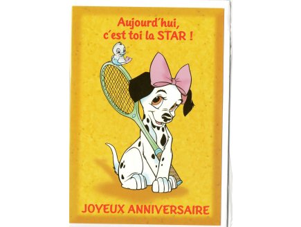 CARTE LES 101 DALMATIENS DISNEY : JOYEUX ANNIVERSAIRE - SPORT TENNIS + ENVELOPPE - ENFANT - ADULTE - FILLE - GARCON (16)