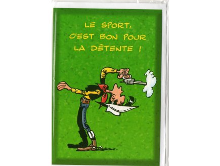 CARTE LUCKY LUKE LE SPORT C'EST BON POUR LA DETENTE + ENVELOPPE - CARTERIE BD - ENFANT - ADULTE - FILLE - GARCON (25)