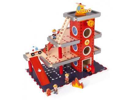 CASERNE DE POMPIERS EN BOIS + ACCESSOIRES - JANOD - 05717 - UNIVERS, FIGURINES