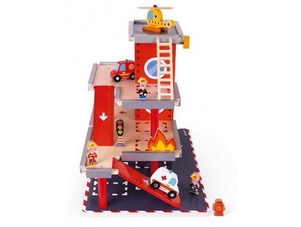 Caserne de pompiers en bois + accessoires - Janod - 05717 - univers, figurines
