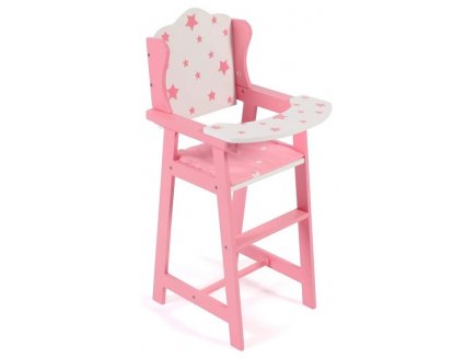 CHAISE HAUTE EN BOIS STARS ROSE POUPEE - BAYER CHIC 2000 - MOBILIER REPAS POUPON