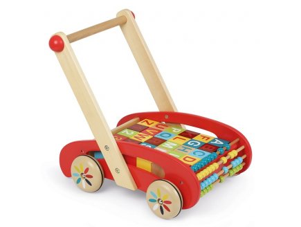 CHARIOT DE MARCHE EN BOIS ABC BUGGY + CUBES - JANOD - J05379