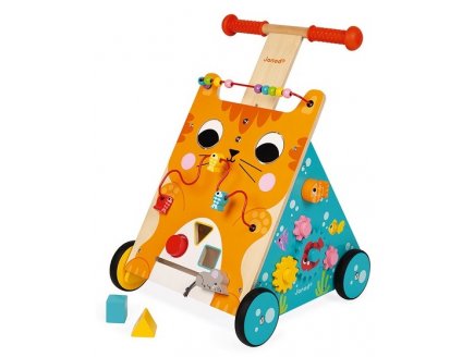 CHARIOT MULTI-ACTIVITES EN BOIS CHAT - JANOD - J08005 - TROTTEUR BEBE