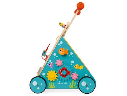 Chariot multi-activites en bois chat - Janod - j08005 - trotteur bebe
