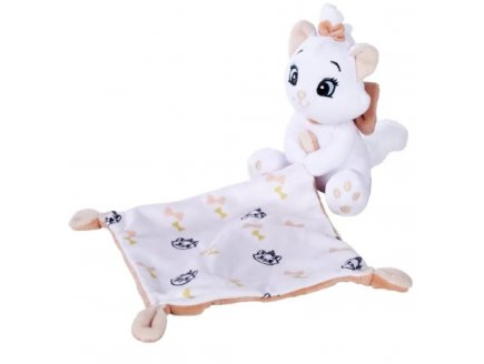 Chat Marie avec doudou plat blanc et orange 15 x 15 cm - Peluche Disney les Aristochats - nicotoy
