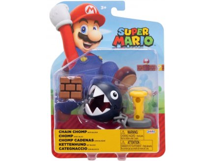 Chomp avec bloc : Figurine Super Mario 5 cm - Figurine Nintendo articulé - Jakks