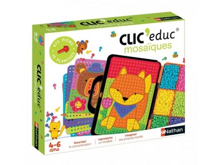 CLIC EDUC MOSAIQUES ANIMAUX ET VEHICULES - NATHAN - 31067 - JEU EDUCATIF CREATIF