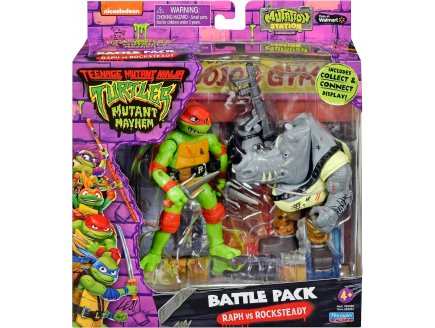 Coffret 2 figurines : Raphael et Rocksteady 12 cm - Les Tortues Ninja Mutant Mayhem - TMNT - Turtles - Giochi Preziosi