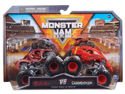 COFFRET 2 MONSTER JAM 1/64 SERIE 25 : OCTON8ER VS CRUSHSTATION - VEHICULE MINIATURE METAL - SPIN MASTER