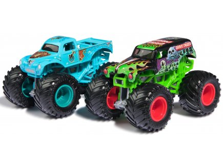 Coffret 2 monster jam 1/64 serie 31 : grave digger vs whiplash - vehicule miniature metal - Spin master
