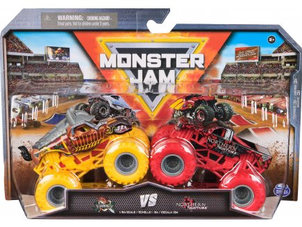 COFFRET 2 MONSTER JAM 1/64 SERIE 31 : KNIGHTMARE ET NORTHERN KNIGHTMARE - VEHICULE MINIATURE METAL - SPIN MASTER