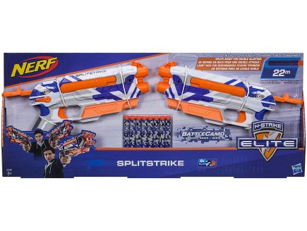 COFFRET 2 PISTOLETS NERF N-STRIKE ELITE SPLITSTRIKE + 8 FLECHETTES - HASBRO - C3135 - JEU PLEIN AIR