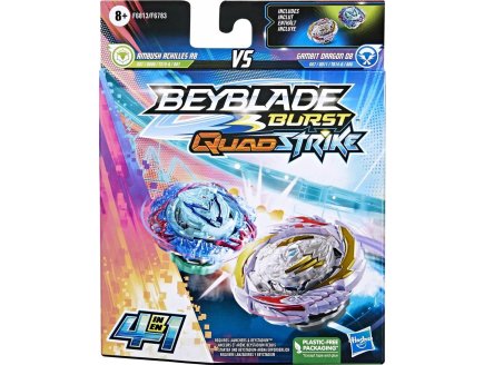 COFFRET 2 TOUPIES BEYBLADE BURST QUAD STRIKE : AMBUSH ACHILLES A8 ET GAMBIT DRAGON D8 - HASBRO