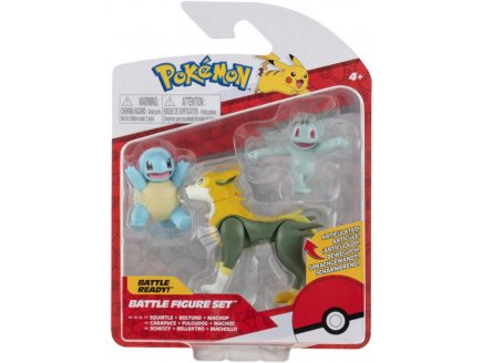 COFFRET 3 POKEMON BATTLE FIGURE CARAPUCE FULGUDOG MACHOC - POKEMON - FIGURINE ACTION - BANDAI - 37700