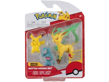 COFFRET 3 POKEMON BATTLE FIGURE PIKACHU OKEOKE PHYLLALI - POKEMON - FIGURINE ACTION - BANDAI - 37698