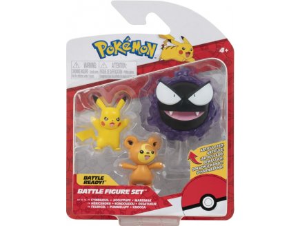 COFFRET 3 POKEMON BATTLE FIGURE PIKACHU - TEDDIURSA - FANTOMINUS - POKEMON - FIGURINE ACTION - BANDAI