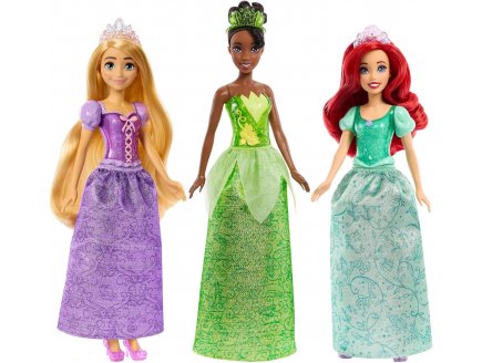 COFFRET 3 POUPEES DISNEY PRINCESSE : ARIEL RAIPONCE TIANA + 2 ACCESSOIRES - POUPEE MANNEQUIN 30 CM - MATTEL