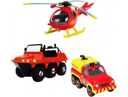 Coffret 3 vhicules en mtal Sam le Pompier : Hydrus - Pick Up Vnus - Hlicoptre Ocan - Camion - Voiture miniature - Dickie 203099629038