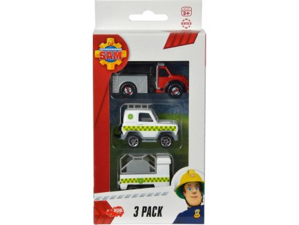 Coffret 3 vhicules en mtal Sam le Pompier - Phoenix et Jeep animal avec remorque - Camion - Voiture miniature - Dickie 203099629038