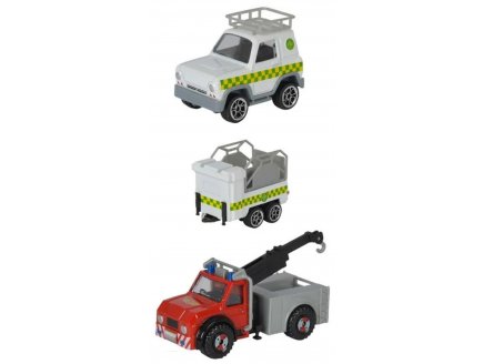 Coffret 3 vhicules en mtal Sam le Pompier - Phoenix et Jeep animal avec remorque - Camion - Voiture miniature - Dickie 203099629038