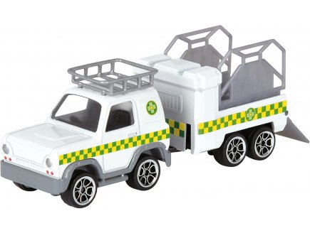 Coffret 3 vhicules en mtal Sam le Pompier - Phoenix et Jeep animal avec remorque - Camion - Voiture miniature - Dickie 203099629038