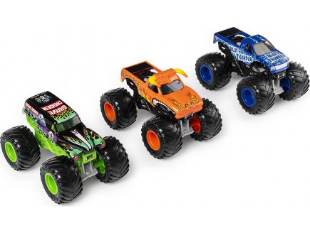 Coffret 3 vehicules monster jam : blue thunder - el toro loco - grave digger - voiture collection shaker - Spin master
