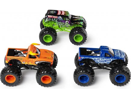 Coffret 3 vehicules monster jam : blue thunder - el toro loco - grave digger - voiture collection shaker - Spin master