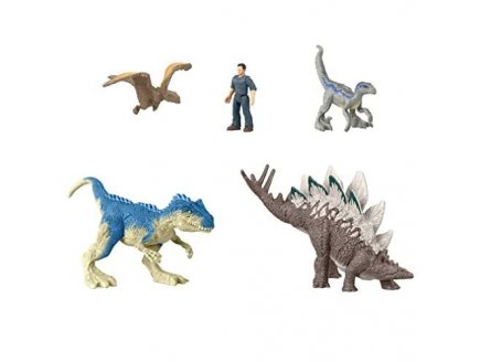 Coffret 4 dinosaures cargaison dangereuse + 1 figurine - dino - jurassic world - Mattel gwp71