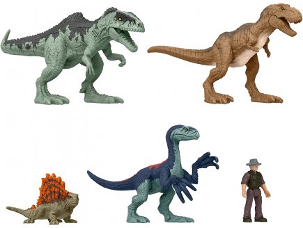 Coffret 4 dinosaures combat ultime + 1 figurine - dino - jurassic world - mattel gwp74