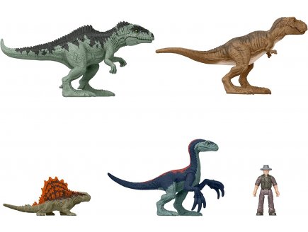 Coffret 4 dinosaures combat ultime + 1 figurine - dino - jurassic world - mattel gwp74
