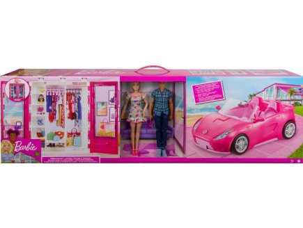 COFFRET 4 EN 1 : CABRIOLET + DRESSING + POUPEE BARBIE + KEN  - MATTEL - GVK05 - ACCESSOIRE POUPEE