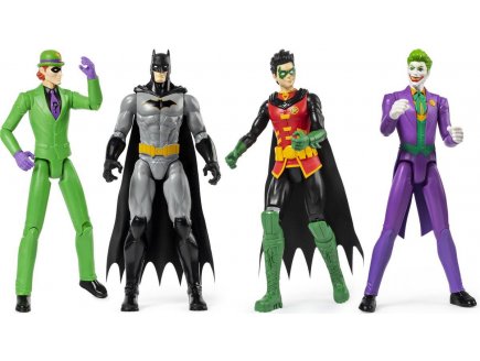 Coffret 4 figurines batman 30 cm : batman - robin - le Joker - l'homme myst?re - spin master