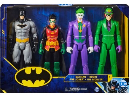 COFFRET 4 FIGURINES BATMAN 30 CM : BATMAN - ROBIN - LE JOKER - L'HOMME MYSTRE - SPIN MASTER