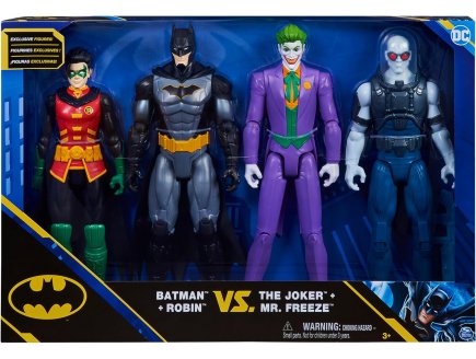 COFFRET 4 FIGURINES BATMAN 30 CM : BATMAN - ROBIN - LE JOKER - MR FREEZE - SPIN MASTER