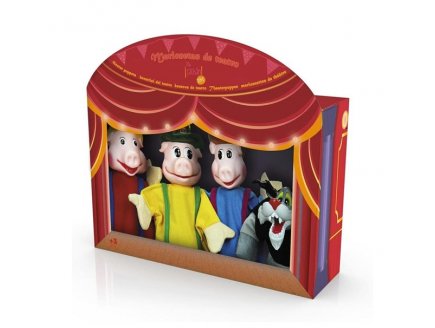 Coffret 4 Marionnettes Les 3 Petits Cochons - Contes Classiques - Jeu Imagination, Theatre enfant