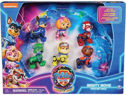 COFFRET 6 FIGURINES PAT PATROUILLE MIGHTY MOVIE : MARCUS CHASE STELLA RUBEN ZUMA ROCKY - SPIN MASTER 20142148