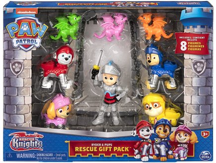 COFFRET 8 FIGURINES PAT PATROUILLE KNIGHTS RESCUE : RYDER CHEVALIER MARCUS CHASE STELLA RUBEN ET DRAGON - SPIN MASTER 20133610