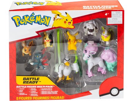 COFFRET 8 POKEMON BATTLE FIGURE - PIKACHU - FARFURET - PONYTA DE GALAR - EVOLI - VOLTOUTOU - MOUMOUTON - PALARTICHO - MORPEKO - FIGURINE ACTION