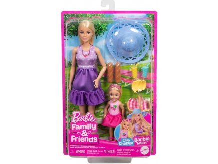 Coffret Barbie Blonde et Chelsea d�jeunent dans la prairie avec 7 accessoires - Poup�e mannequin - Mattel JBF43