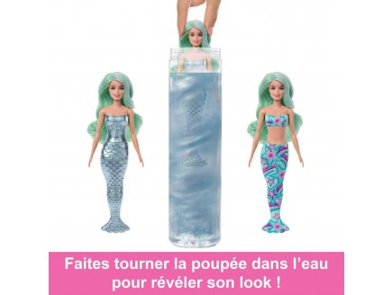 Coffret Barbie Color Reveal : Poup�e Sir�ne + accessoires avec 6 surprises - Poup�e Mannequin - Mattel - HRK12