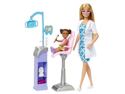 Coffret barbie dentiste, le cabinet dentaire - metier, carriere - Mattel - hkt70 - poupees & accessoires