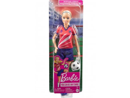 Coffret Barbie Footballeuse avec ballon de foot - Poupée mannequin Sport Football - Mattel HCN17